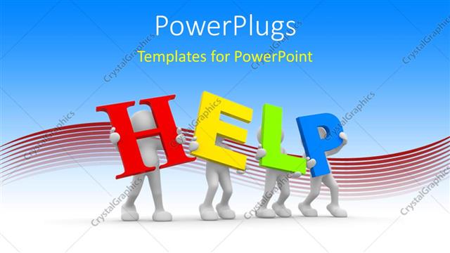  Presentation with letters - 3D men hold colorful letters forming word HELP