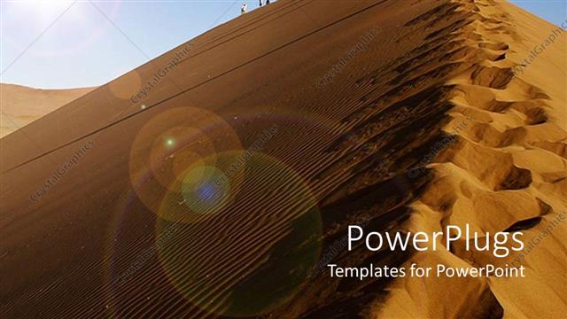  Presentation with sand - People climbing a desert sand dune on a sunny day