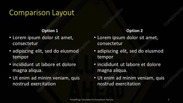 Comparison presentation slide layout