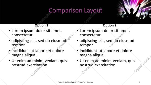 Comparison presentation slide layout
