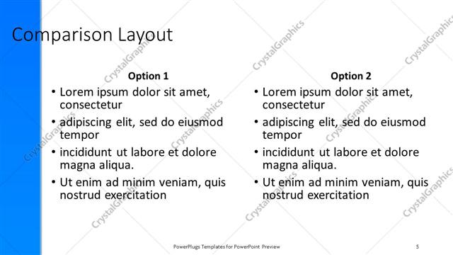 Comparison presentation slide layout