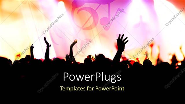  Presentation with people enjoying - People enjoying the concert with music signs in the background