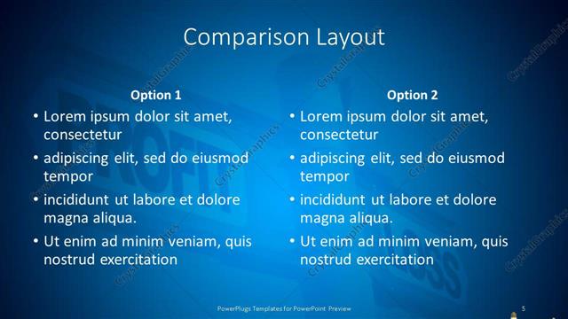 Comparison presentation slide layout
