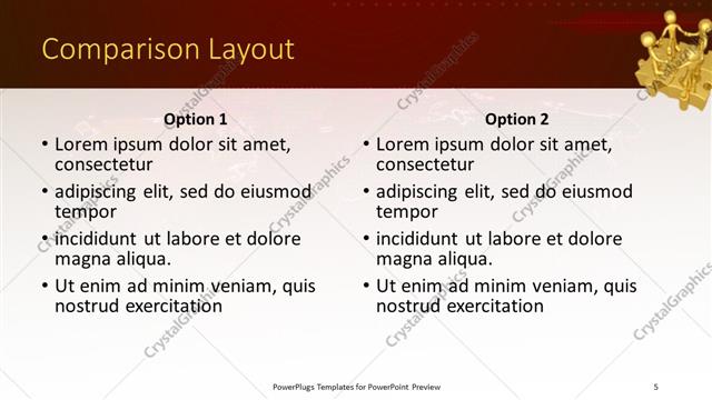 Comparison presentation slide layout