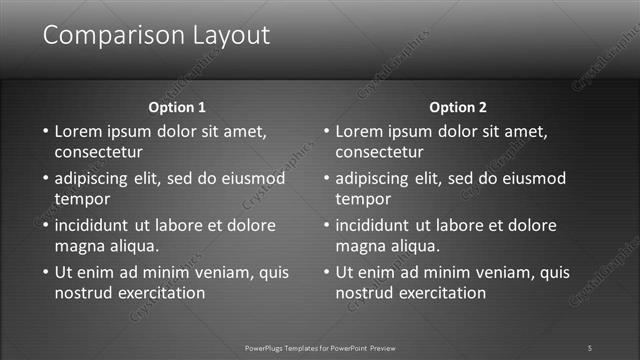 Comparison presentation slide layout