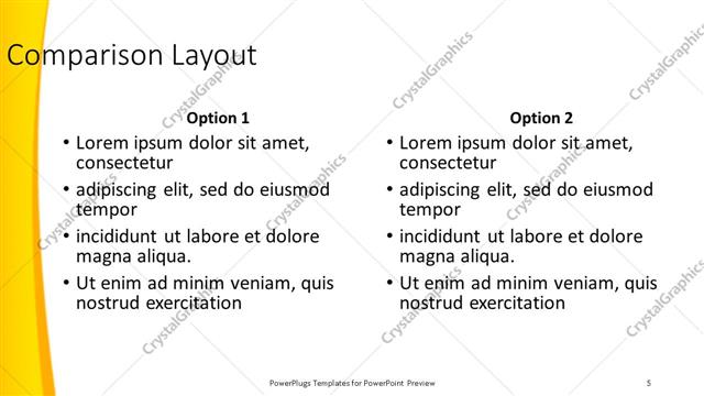 Comparison presentation slide layout