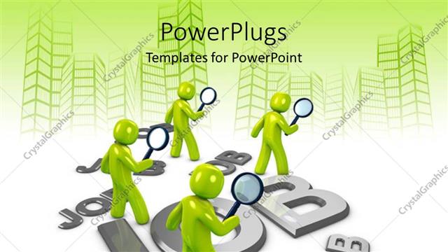  Presentation with vector - People looking for job options with vector drawing of buildings