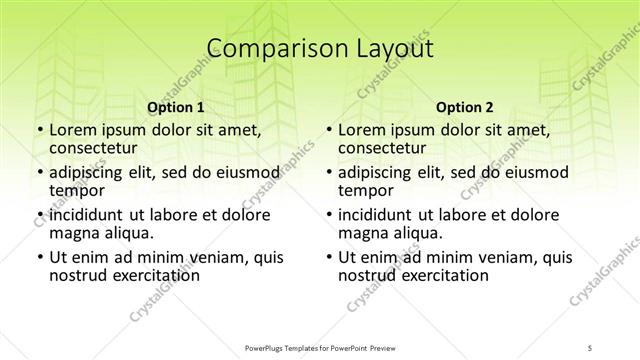 Comparison presentation slide layout