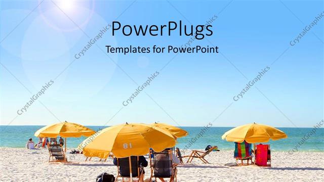  Presentation with relaxing - People relaxing under beach umbrellas by ocean
