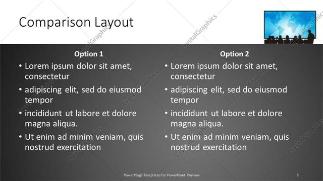 Comparison presentation slide layout