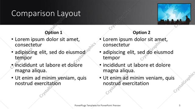 Comparison presentation slide layout