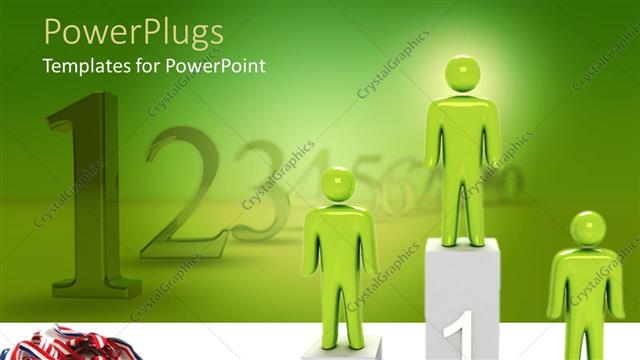  Presentation with champion - People standing on the position podium with numbers in the background