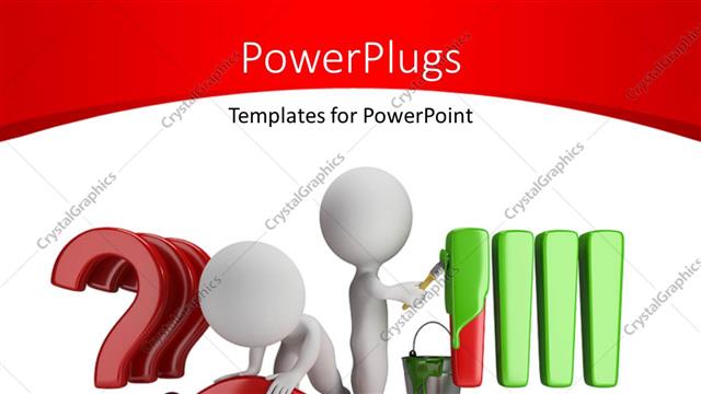  Presentation with questions - People straighten questions to exclamations and painting green with white color