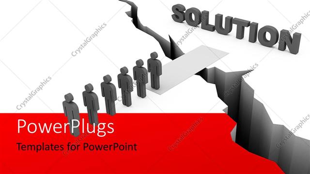  Presentation with crack - People trying to cross a crack towards a Solution text