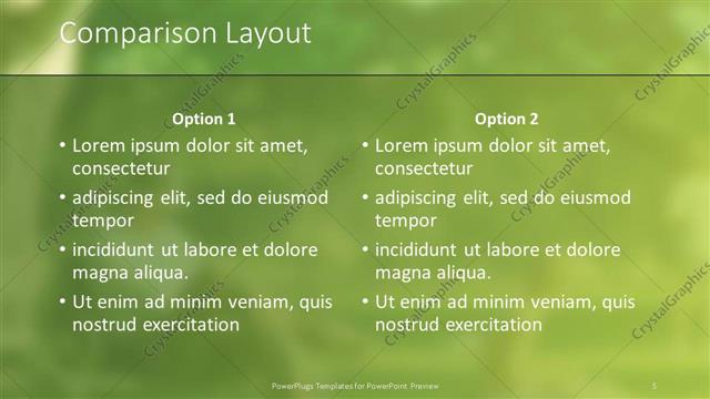 Comparison presentation slide layout