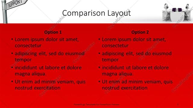 Comparison presentation slide layout