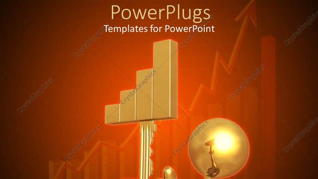  Presentation with bar - Performance metaphor with gold person holding key and bar graph