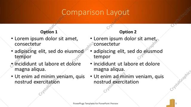 Comparison presentation slide layout
