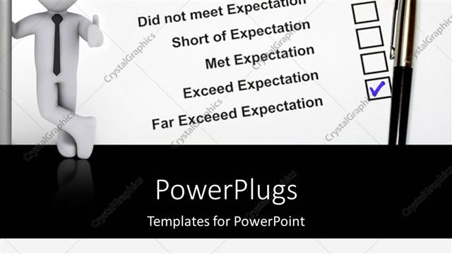  Presentation with business - Performance rating concept using business person and pet with white color