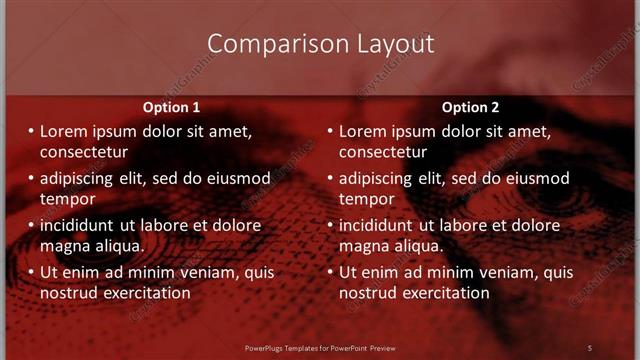 Comparison presentation slide layout