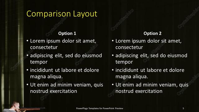 Comparison presentation slide layout