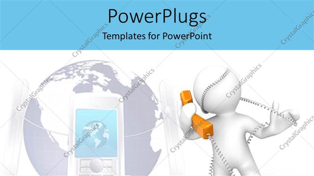  Presentation with telephone - A person answering a telephone connected with a cellphone