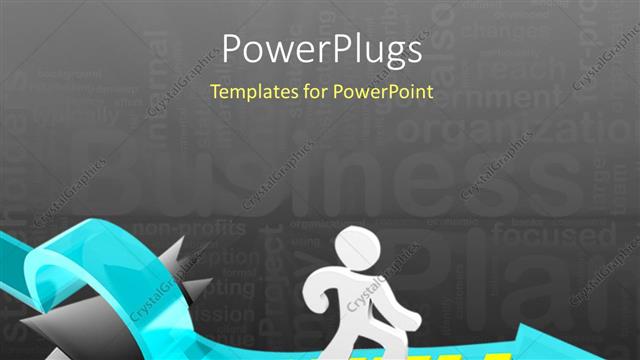  Presentation with faith - A person with an arrow and a number of words in the background