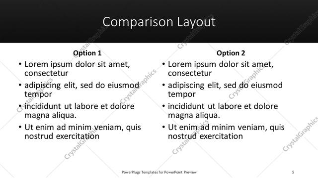 Comparison presentation slide layout