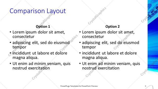 Comparison presentation slide layout