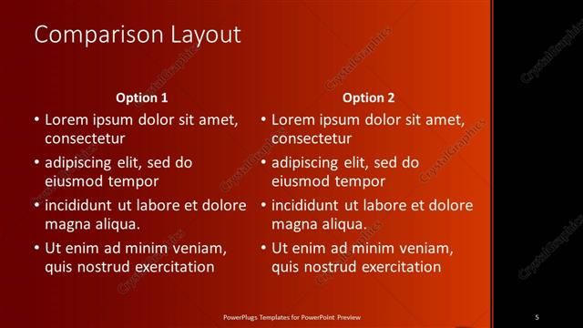 Comparison presentation slide layout