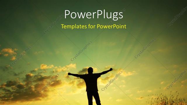  Presentation with freedom - A person being happy with clouds in the background