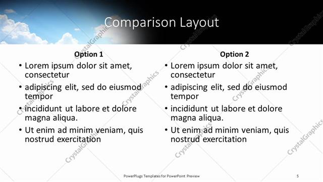 Comparison presentation slide layout