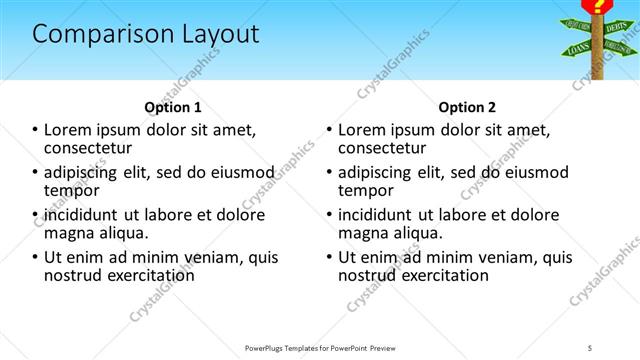 Comparison presentation slide layout