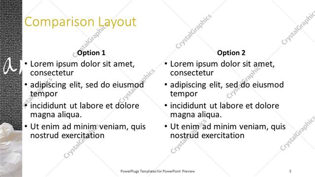 Comparison presentation slide layout