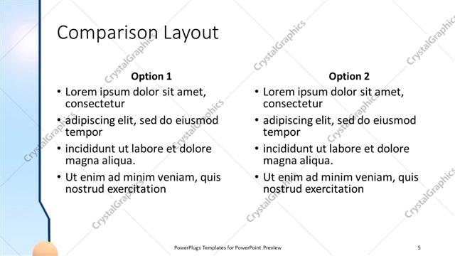 Comparison presentation slide layout