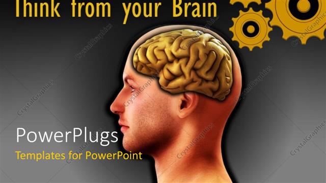  Presentation with think - A person brain with a number of gears in background