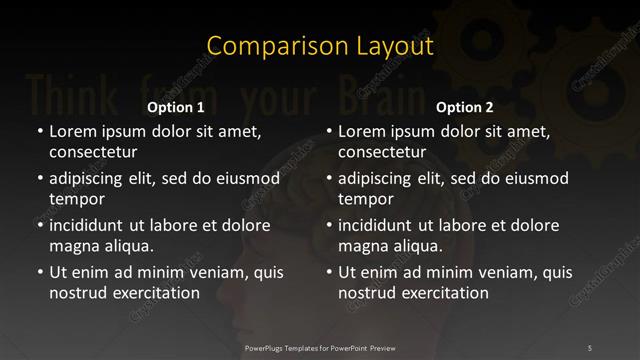 Comparison presentation slide layout