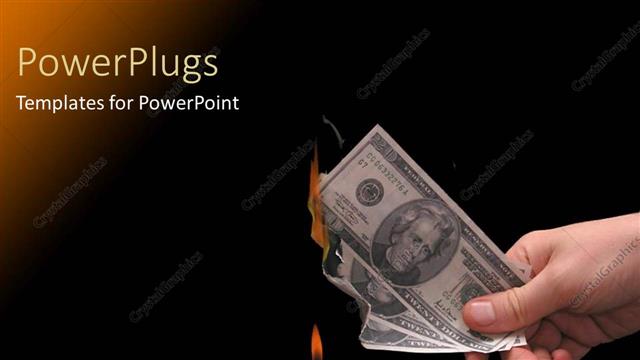  Presentation with money notes - A person burning the dollar notes with blackish background
