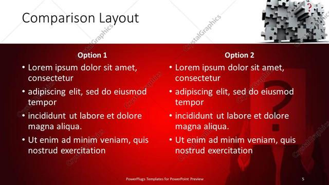 Comparison presentation slide layout