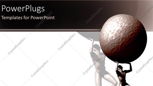  Presentation with weight - A person carrying a heavy ball with his shadow in the background