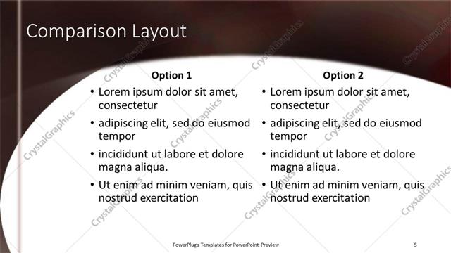 Comparison presentation slide layout
