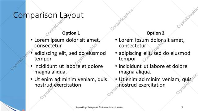 Comparison presentation slide layout