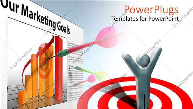  Presentation with marketing - A person celebrating his victory with dart hitting the financial table in the background