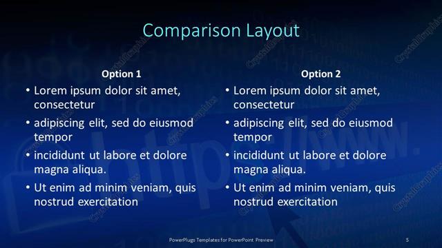 Comparison presentation slide layout