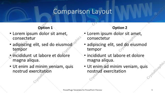 Comparison presentation slide layout