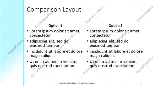Comparison presentation slide layout