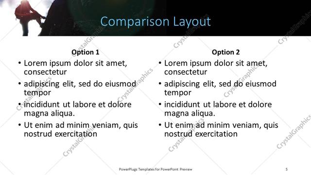 Comparison presentation slide layout