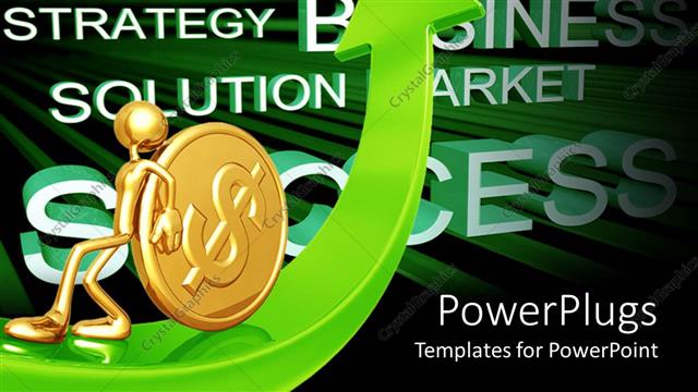  Presentation with objective - A person on the coin with a growth arrow in the background