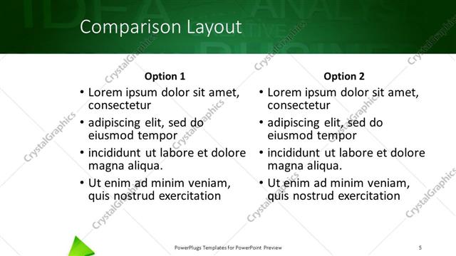 Comparison presentation slide layout