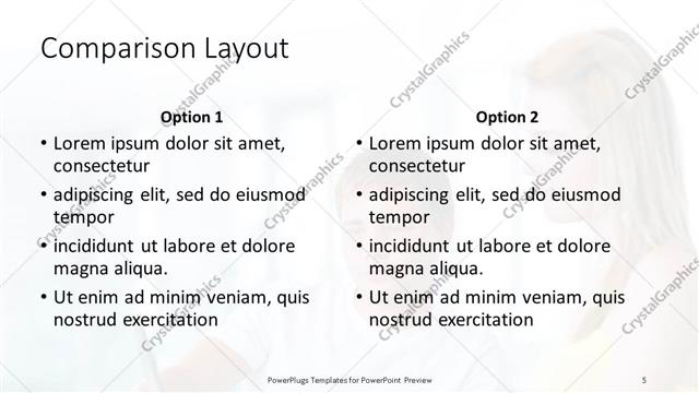 Comparison presentation slide layout